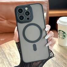 Funda Translúcida Mate Para Magsafe Para iPhone 16 15 Pro 14 13 12 11 Pro Max Cubierta de Carga Inalámbrica Magnética Protección de Lente - Verde Oscuro - Ver 3