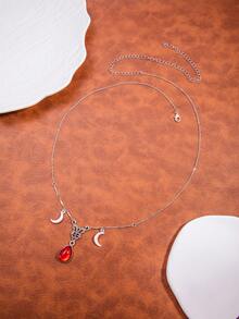 1件迷人性感水晶吊坠银色腰带，波西米亚风银色腰链，魅力时尚派对身体链，夏季海滩旅行银色水晶比基尼链，适合女性在派对上佩戴，可作为送给朋友和同学的礼物。 - 款式4 - 查看 6