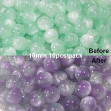 10pcs 10mm Resin Fne Flashing Color Round Beads,Straight Hole Mermaid Fine Glitter Beads ,- String Beads Suitable For Making, Phone Chains, Charms, Keychains - Creative Crafting For DIY Accessories