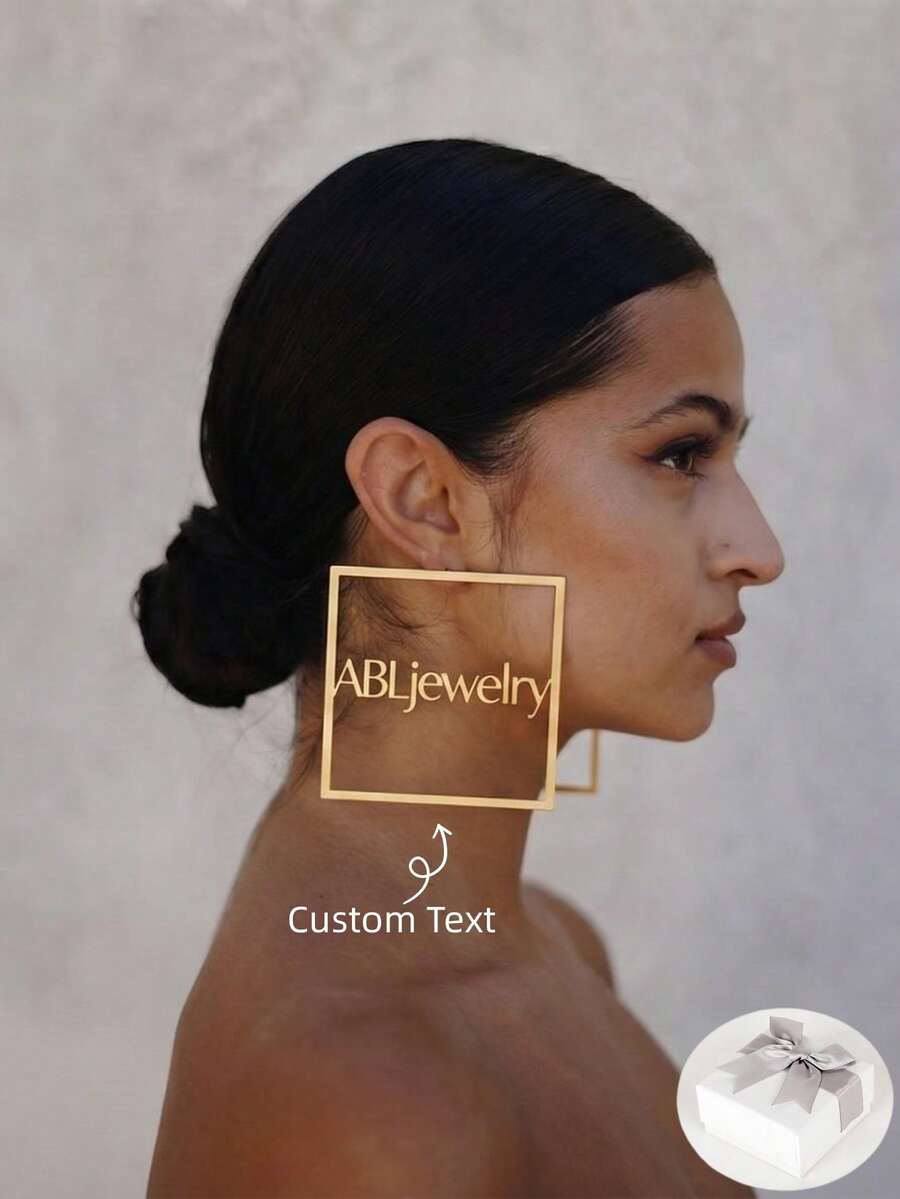 Custom Name Earring,Oversized Square Hoop Earrings , Bold Oversized Lightweight Gold Hoops,Handmade Statement Jewelry,Lightweight Modern Geometric Hoops , Minimalist Art Jewelry,Elegant Statement Jewelry ,Name Hoops Earring,Best Friend Gift,Mother's Day Gift, Anniversary Gift