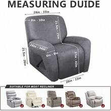 Trugenix-Recliner Sofa Covers - Leather Like Recliner Sofa Covers 3 Seater Recliner Couch Covers For 3 Cushion Couch 8 Pieces Washable Stretch Reclining Sofa Slipcovers (Brown)-GP - 01-淺灰色 - 查看 9
