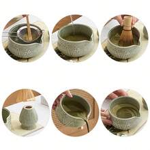 5pcs Ceramic Matcha Bowl Set, Middle Eastern & Japanese Style Matcha Starter Kit, Suitable For Beginners, Includes Matcha Bowl, Whisk, Stainless Steel Sifter, Scoop, Bamboo Whisk Holder, High-Quality Matcha Preparation Set, Elegant Gift Box, Great For Personal Use Or Gifting, Home, Office, Tea Room