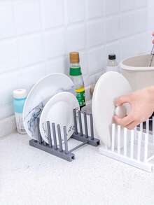 1 Giá để bát đĩa nhà bếp màu trơn, giá đựng bát đĩa trong tủ bếp, giá đựng đa năng có thể tháo rời, thích hợp cho nhà bếp, tủ bếp, v.v., dùng để đựng đĩa, nắp nồi, dụng cụ nhà bếp, v.v. - Nhiều màu - Xem 9