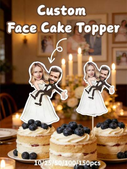 صور شخصية مخصصة لتوبر كعكة الزفاف، ديكورات حلوى شخصية 10/25/50/100/150 قطعة - مناسبة لحفل زفاف العروس والعريس والخطوبة، حفل الاستقبال الرومانسي، طاولة حلوى حفل الزفاف، احتفال عيد الزواج، حفل استحمام العروس، حفل عصابة العروس