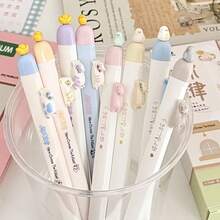 4pcs/Set Cute Cat Design Retractable Ballpoint Pens, Neutral Pens With 0.5mm Refill, Suitable For Students