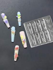 3D玫瑰花硅胶模具，DIY美甲、珠宝、配饰 - 無色 - 查看 3