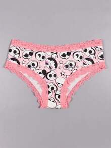 Dircho 5条装女士性感可爱哥特风撞色蕾丝比基尼内裤 - 骷髅月亮印花，丝滑柔软舒适贴身内衣，弹力透气松紧腰轻盈日常内衣套装 - 彩色 - 查看 3