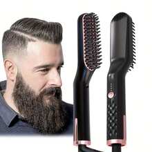 2026 Upgraded Men's Hair And Beard Straightener - Professional Electric Flat Iron With Comb, Fast Heating Styling Tool For Smooth And Neat Hair And Beard