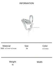 1枚简约S925纯银眼睛形状锆石戒指，适合女性，可用于订婚、约会、晚宴、日常佩戴、节日礼物等场合。