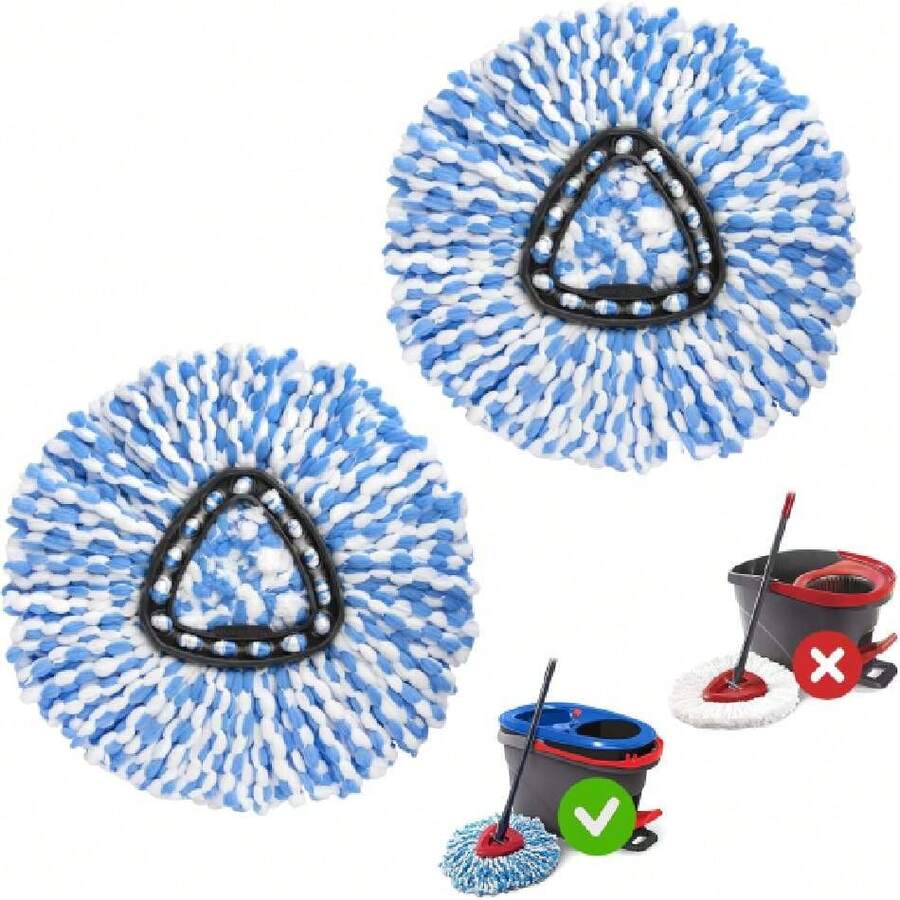 Spin Mop Replace Head For O Ceda Spinning EasyWring Rinse Clean Mop Refill, Mop Head Replacement Fit 2 Tank Steop Bucket, Microfiber, 2 Packs,38952790 - 紅白色 - 查看 1