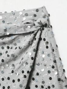 YROOE 时尚女装新款亮片迷你裙，百搭时尚，适合街头风、派对、性感、优雅场合，欧美性感收腰/紧身裙 - 浅灰色 - 淺灰色 - 查看 5