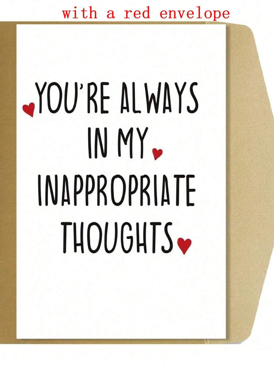 1pc Humorous Rude Naughty Love Valentine's Day Card With Red Envelope Unique Gift For Husband Boyfriend Perfect For Engagement Wedding Anniversary Small Business Thank You Note Back To School School Supplies And All Occasions - 白色 - 查看 1