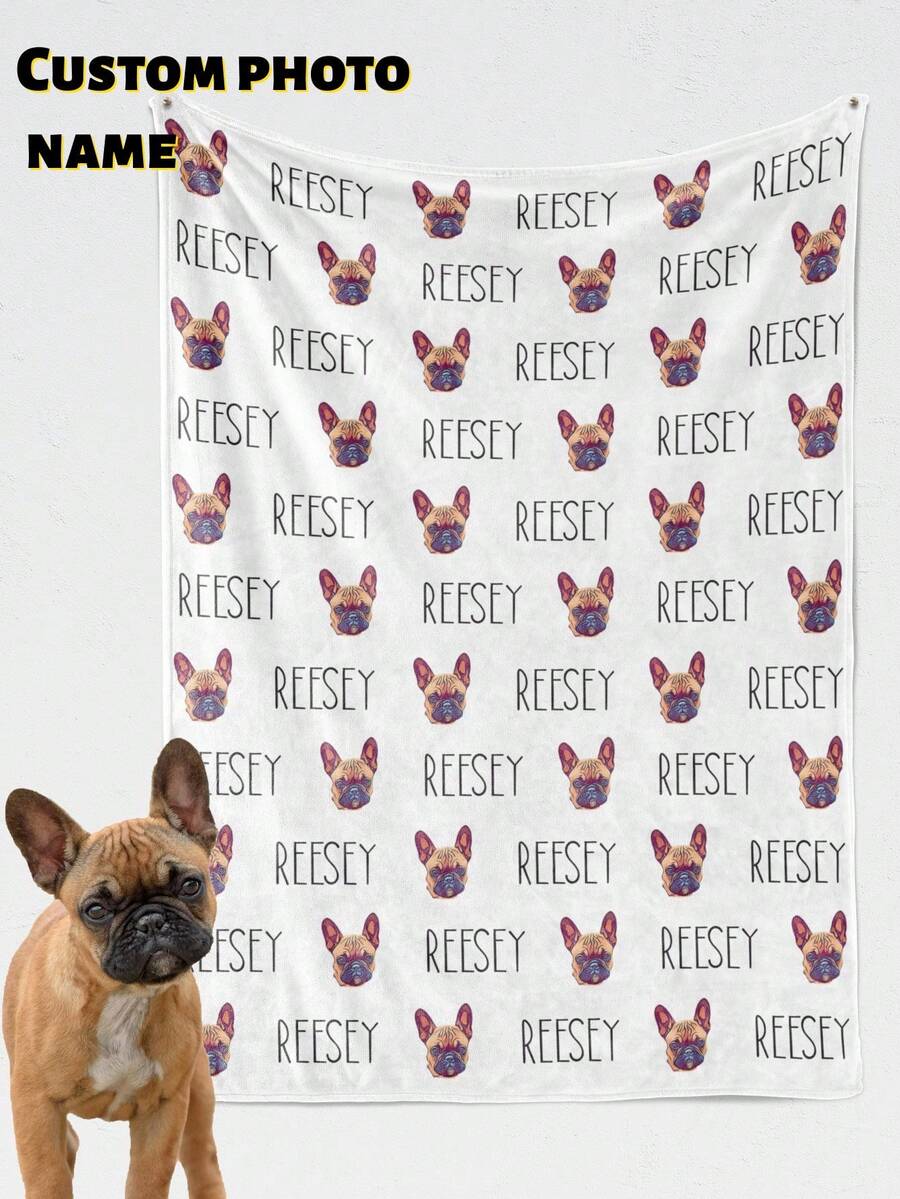 1pc Personalized Blanket Gift, Customizable With Name, Unique Gift For Students, Friends, Family And Loved Ones, Suitable For Napping, Camping, Travel, Washable, Lightweight, Breathable, Durable, Comfortable, Warm, Soft, Simple Customization - Multicolor - View 1