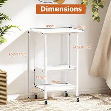 COSTWAY Height Adjustable Printer Stand, 3-Tier Printer Cart With Storage Shelves & Locking Wheels, Rolling Storage Rack, Heavy-Duty Mobile Machine Stand For 3D Printer Scanner Fax Machine, Brown/Black/White - Blanco - Ver 5