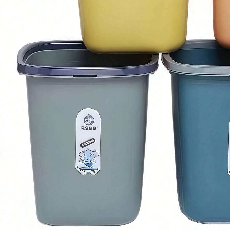 1pc Large 676-Ounce Trash Can - Nordic Minimalist Style, Durable Plastic, Rectangular Design With Polished Finish, Open-Top Lid, Ideal For Home, Kitchen, Living Room, And Bathroom Use, Bathroom Trash Can|Minimalist Trash Can|Durable Plastic Can, Trash Can For Bathroom - Xám - Xem 1