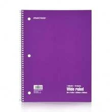 Spiral Notebooks - 1 Subject, 70 Sheets, WIDE Ruled, 8in X 10in, Bulk Pack, Primary Color Covers, Set Of 6 - For Schoolsss, Office, Business, Professional (04656) - Solid-wideRuled - View 8