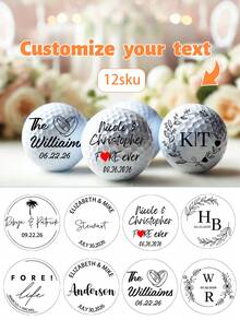 Custom Wedding Golf Balls,Custom Text,Personalized Names & Date, Bride And Groom Gift,Personalized Wedding Golf Ball Gift, Wedding Favor, Bride And Groom Golf Balls - Multicolor - View 1