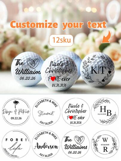 Pelotas de golf personalizadas para boda, texto personalizado, nombres y fecha personalizados, regalo para la novia y el novio, regalo personalizado de pelotas de golf para boda, recuerdo de boda, pelotas de golf para la novia y el novio