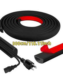 1捲隱形防絆腳裝飾理線槽，半圓形側開自黏式電纜保護蓋，軟質線槽理線器，適用居家辦公室牆面與地板配線，電視牆地板理線 - 彩色 - 查看 12