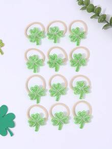 Bộ 12 phụ kiện tóc hình cỏ ba lá màu xanh lá cây mừng ngày Thánh Patrick, dây buộc tóc hình cỏ ba lá dễ thương, kẹp tóc cho bé gái, thiếu nữ, quà tặng ngày Thánh Patrick. - Nhiều màu - Xem 5