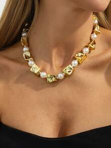 1pc/2pcs/3pcs Set Bohemian Geometric Irregular CCB Faux Pearl Beaded Necklace & Earrings, Elegant Fashion For Party, Casual, Couple Date, Wedding, Women's Holiday Birthday, Versatile Jewelry Gift - Jewelry - View 3