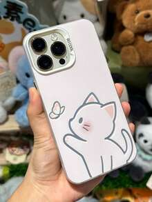 1个极简粉色小猫蝴蝶图案手机壳，防震保护套，适用于 17/16/15/14/13/12/11/16 Pro Max/17 Pro/14 Plus - 粉色 - 查看 5