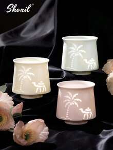 shoxil 1pc Palm Tree And Camel Pattern Coffee Cup, 170ml Saudi Style Ceramic Tea Cup, Hollowing Coconut Tree And Camel Arabic Mugs, For Home, Office, Cafe, Restaurant, Courtyard, Party, Gifts - Coffee Cup - View 7