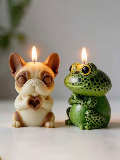 Silicone Animal-Shaped Candle Molds For French Bulldog, Frog, Turtle | Irregular Shape, Ideal For Handmade Soap And Plaster Crafts, One-Step Molding For Festive Gifts