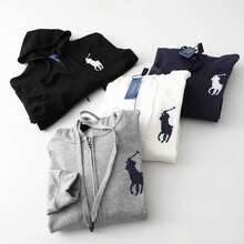Polo Ralph Lauren Unisex Full-Zip HoodieSweatshirt , Fashion Hoodies & Sweatshirts, Drawstring Hoodies Pullover Sweatshirts Casual Long Sleeve Shirts - 白色 - 查看 3