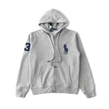 Polo Ralph Lauren Unisex Full-Zip HoodieSweatshirt , Fashion Hoodies & Sweatshirts, Drawstring Hoodies Pullover Sweatshirts Casual Long Sleeve Shirts - 灰色 - 查看 12