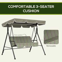 Outsunny 3-Seat Patio Swing Chair, Outdoor Porch Swing Glider With Adjustable Canopy, Removable Cushion, And Weather Resistant Steel Frame, For Garden, Poolside, Backyard, Green - màu xanh lá - Xem 5