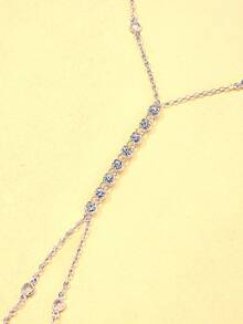 1pc Fashionable Geometric Circle Crystal Rhinestone Chest Chain, In Europe And America For Evening Party, Beach, Sexy Body Jewelry