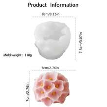 1pc 3D Hydrangea Flower Ball Silicone Mold - Heat-Resistant Easy Demold For Candle/Soap/Resin Valentine's Day/Wedding Souvenir Women's DIY Gift - White - View 13