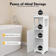 White Bathroom Cabinet With Ventilation (4 Levels) Modern PVC Storage Cabinet 25kg Load Capacity Ideal For Bathroom, Toilet & Guest Room - 白色 - 查看 6