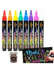 8色细头粉笔马克笔 - 可水洗，多表面适用，色彩鲜艳的艺术笔，适用于木材、玻璃等多种材质。 - 彩色 - 查看 20