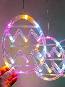 3件套 - 复活节装饰窗灯，复活节彩蛋灯，电池供电，带吸盘，大型复活节LED彩蛋灯，复活节悬挂装饰，适用于室内/室外家居、门、教室 - 彩色 - 查看 3