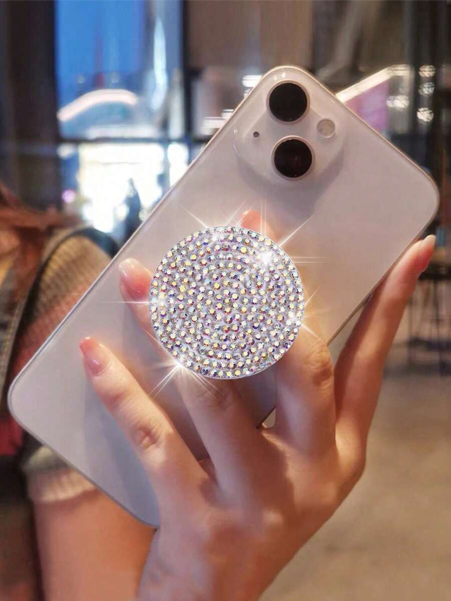 1个闪亮水钻手机支架，创意可伸缩折叠懒人手机支架贴纸，兼容、安卓手机，生日礼物，送给家人、朋友的推拉式手机握把，手机配件，斋月手机配件小礼物，兼容、安卓手机，生日礼物，送给家人、朋友的生日礼物 - 彩色 - 查看 1