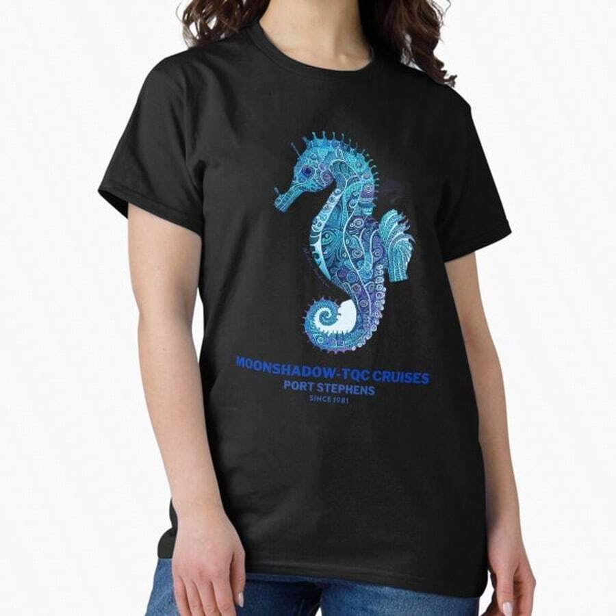 Seahorses - MSTQC - Port Stephens Classic T-Shirt - Black - View 1