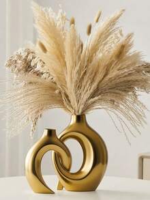 2pcs/Set White/Gold/White Dual-Tone Vases, Decorative Vases, Home Decor, Minimalist Nordic Bohemian Style, Suitable For Living Room, Bookshelf, Dining Table, Bedroom, Fireplace, Porch, And Also A Great Gift For Holidays - Multicolor - View 7