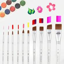 New Face Paint Brush Set, 10 Pcs Face Paint BrushArtist Brush For Body Face-Painting Kit Fessional Body Art MakeKit For Acrylic Painting Gouache Watercolor Oil Christmas Halloween Cosplay Party - Image Color - View 2