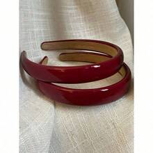 1pc Vintage Red Faux Leather Headband, Simple Daily Wear Top Knot Hair Hoop, Non-Slip Hair Accessories Headbands ,Hairband For Women - 紅色 - 查看 6