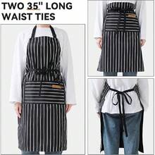 Chef Apron Bib Apron With 2 Large Pockets Adjustable Neck Strap Kitchen Apron CooFKing Apron Stripes BaFKing Apron - BlackBoldStripes - View 5