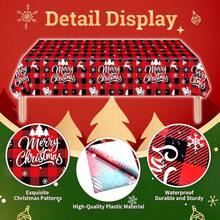 3-Piece 54 X 108 Inch Merry Christmas Plastic Tablecloth - Red And Green Design With Christmas Tree Holiday Decorations, Disposable Rectangle Table Cover For Xmas Party Supplies, Indoor Outdoor Decor - 聖誕節 - 查看 4