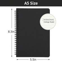 EUSOAR Spiral Lined Notebook, A5 3packs 5.5\X8.3\ 120 Pages Hardcover Lined Travel Writing Journal, Notepad Sketchbook, Students College Office Business Subject Diary Ruled Spiral Book Journal-Black - Black - 查看 3