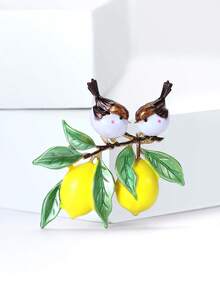 Broches de pájaro y limón esmaltados de lujo - Alfileres de animal y fruta para mujeres y unisex para fiestas casuales, accesorios de joyería, regalos para amigos, insignias y decoración - Birdie Lemon - Ver 12