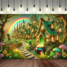 Happy St. Patrick's Day Banner. St. Patrick's Day Clover & Shamrock Frame Green Theme Party Backdrop For Events & Party Supplies Decorations.St.Patrick's Holiday Background Wall Decoration. Versatile Festive Decoration For Room, Patio, Studio, Home & Garden, Garage Banner, Photo Studio Cloth, Outdoor Celebration, Fits Wedding, Birthday, Anniversary - 顏色3 - 查看 1