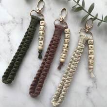 [Custom] 1pc Bohemian Style Personalized Keychain Bracelet, Bridesmaid Gift, Woven Bracelet Keychain, Bridesmaid Gift Box, Valentine's Day Gift