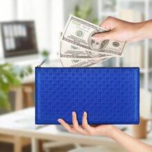 2pack Money Bag, Cash Zipper Pouch, Bank Bags, Cash Wallet, Cosmetic Receipts Coins Small Tools Organizing Storage Bag - 黑色+藍色+2包 - 查看 6