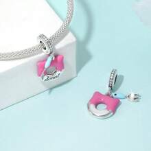 Cute Panda Animal 925 Sterling Silver Charms For Bracelets And Necklace Dangle Pendants Butterfly Elephant Dog Bead Jewelry Present For Women Family Friends - 兩把粉紅刀叉吊墜 - 查看 5
