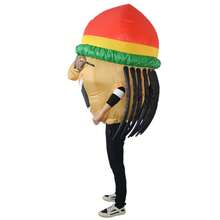 1pc Inflatable Jamaica Style Costume - All-Over Heart Theme Fancy Dress, Unisex, Suitable For Halloween, Carnival, Christmas And Various Events/Parties - Jamaicans - View 2